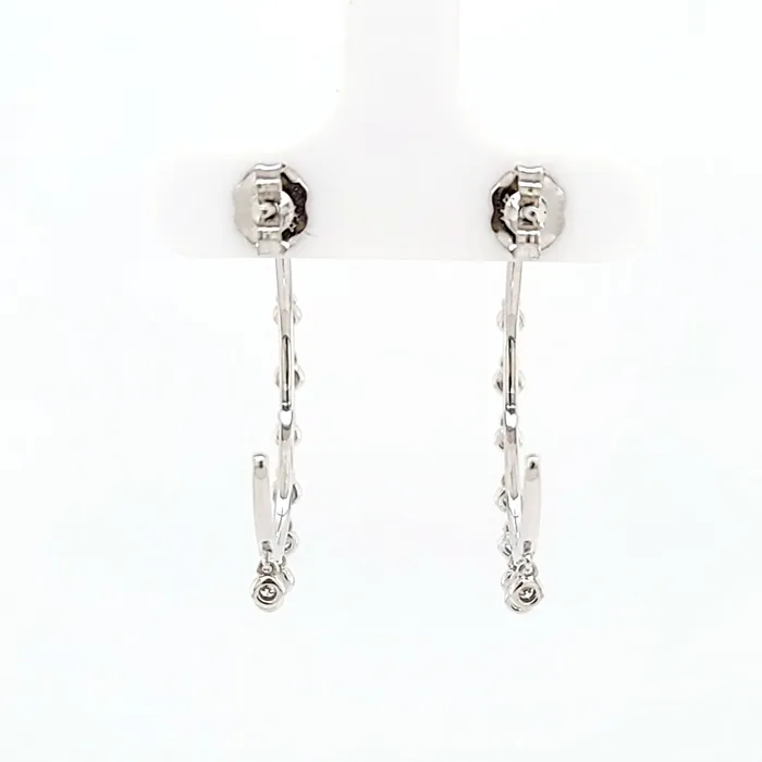 White Gold Bezel Diamond Dangle Hoop Earrings I6553 KC Designs Earrings