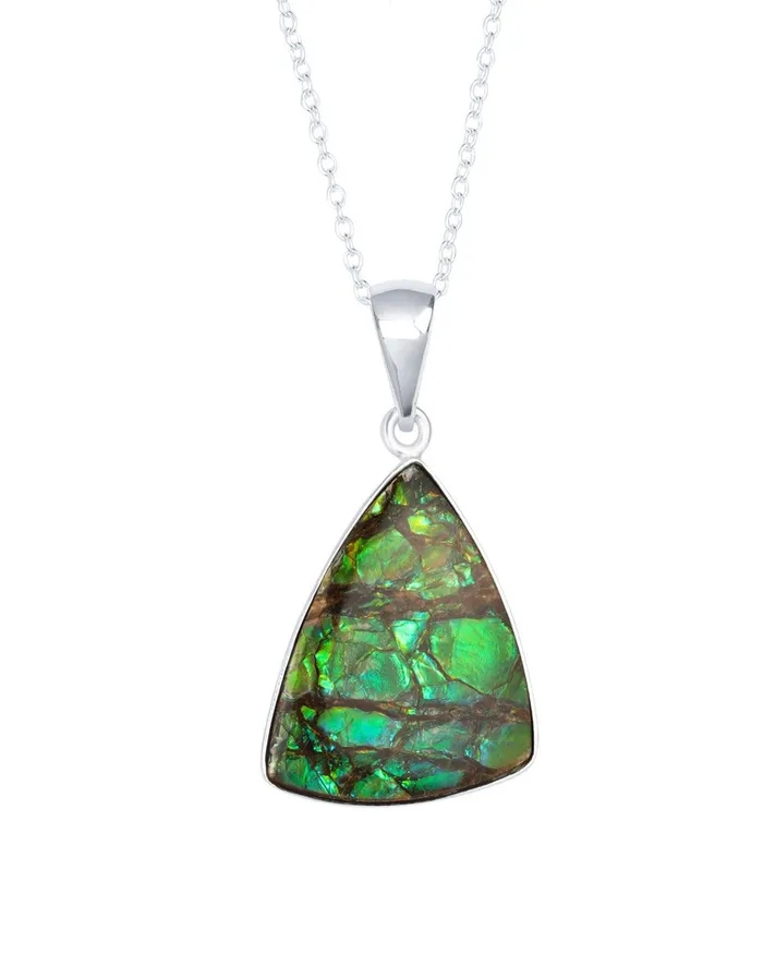 YoTreasure 1340 Ct Ammolite Solid 925 Sterling Silver Chain Necklace Pendant Necklaces YoTreasure 1340 Ct Ammolite Solid 925 Sterling Silver Chain Necklace Pendant Necklaces