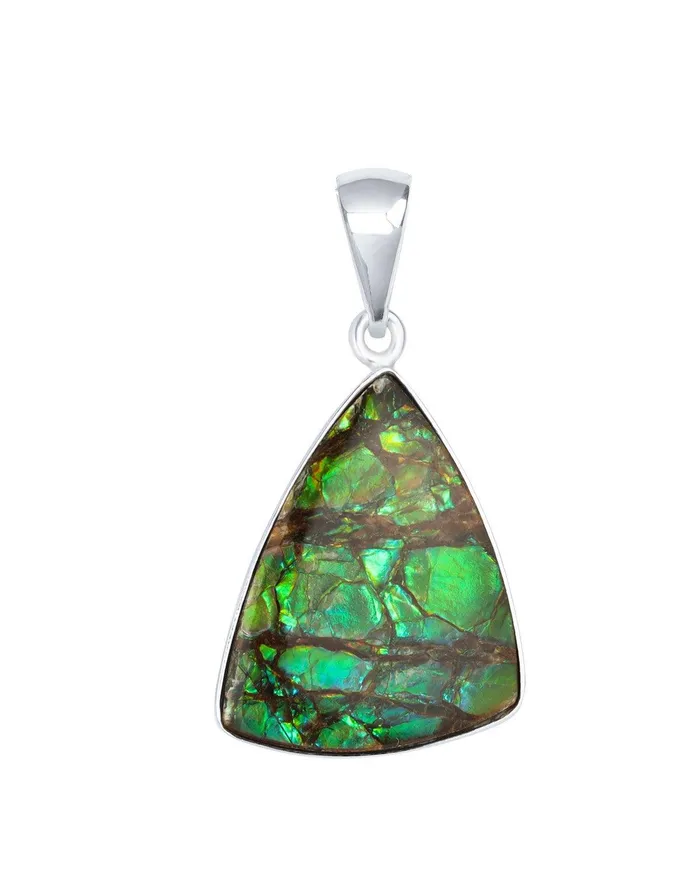YoTreasure 1340 Ct Ammolite Solid 925 Sterling Silver Chain Necklace Pendant Necklaces