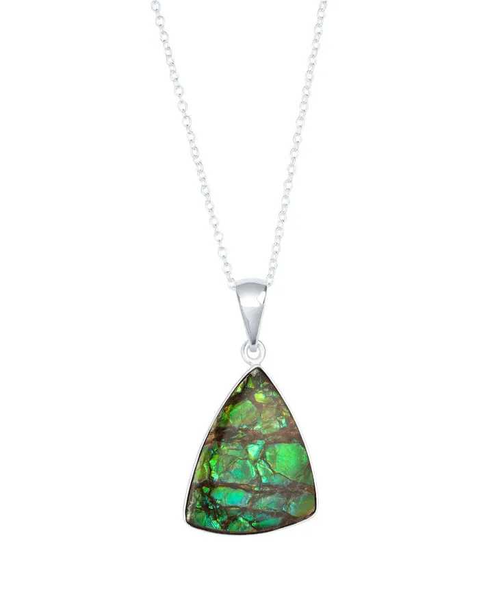 YoTreasure 1340 Ct Ammolite Solid 925 Sterling Silver Chain Necklace Pendant Necklaces