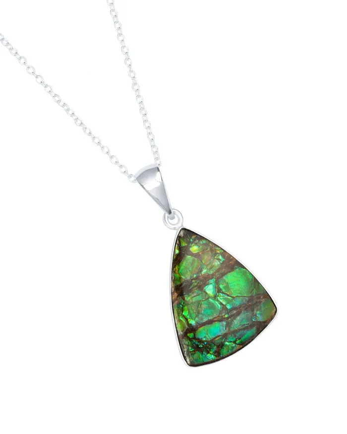 YoTreasure 1340 Ct Ammolite Solid 925 Sterling Silver Chain Necklace Pendant Necklaces