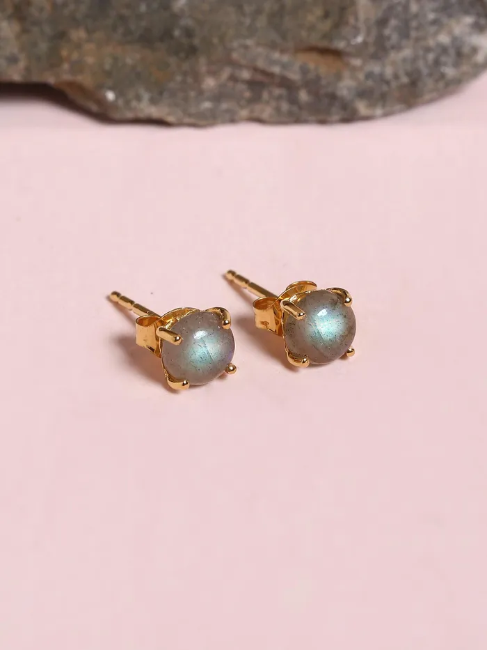 YoTreasure Earrings 150 Ct Labradorite Solid 10k Yellow Gold Stud Earrings