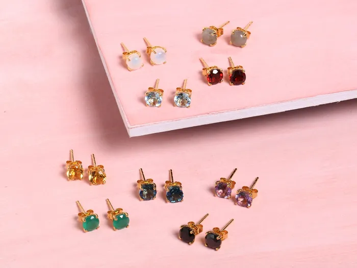 YoTreasure Earrings 150 Ct Labradorite Solid 10k Yellow Gold Stud Earrings
