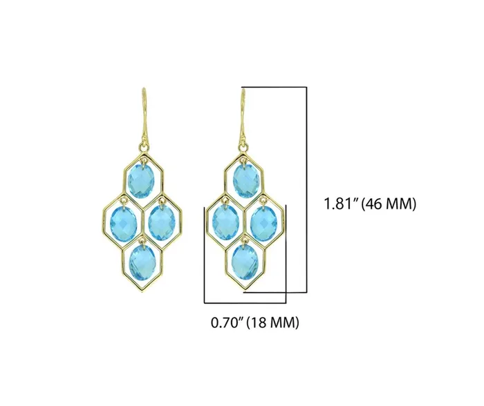 YoTreasure Earrings 1300 Ct Swiss Blue Topaz Solid 14k Yellow Gold Chandelier Earrings Jewelry