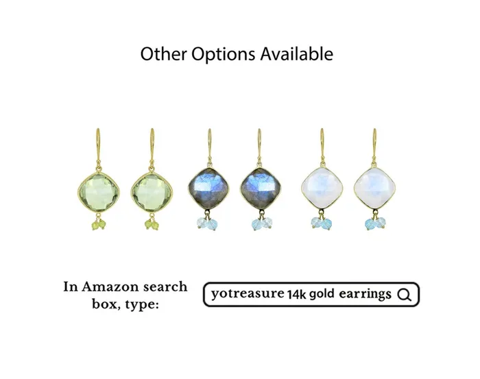 YoTreasure Earrings 14K Yellow Gold Moonstone Blue Topaz Dangle Earrings 1978 ct