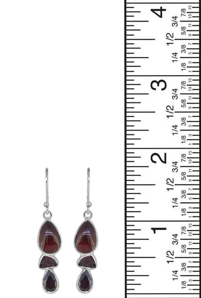 YoTreasure Earrings Garnet Gemstone Solid 925 Sterling Silver Dangle Earrings