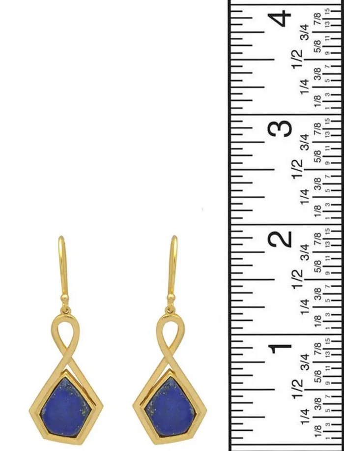 YoTreasure Earrings Lapis Gold Plated Over Brass Drop Earrings Jewelry
