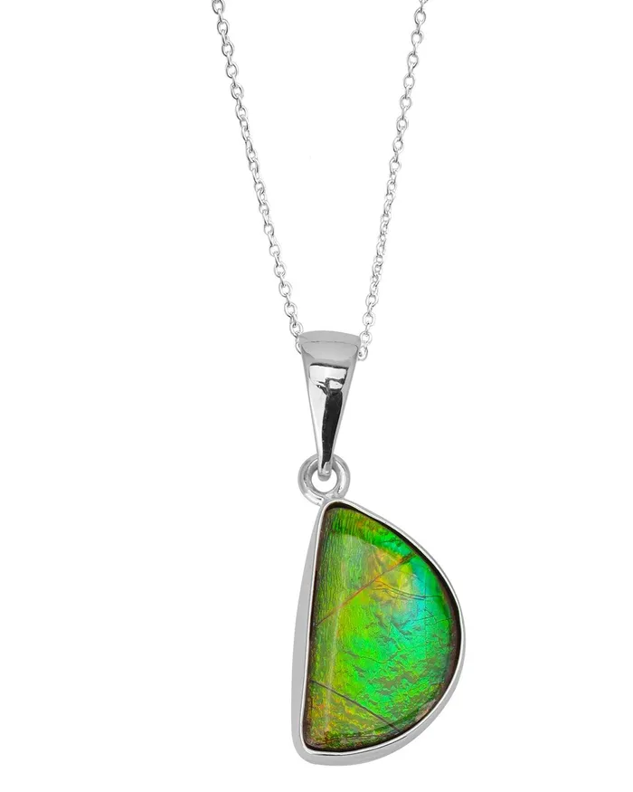YoTreasure Necklaces 550 Ct Ammolite 925 Sterling Silver Necklace Pendant Jewelry