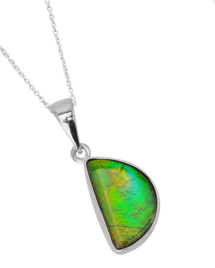 YoTreasure Necklaces 550 Ct Ammolite 925 Sterling Silver Necklace Pendant Jewelry