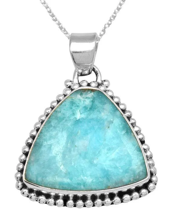 YoTreasure Necklaces Amazonite 1 34 Long 925 Solid Sterling Silver Pendant With 18 Chain YoTreasure Necklaces Amazonite 1 34 Long 925 Solid Sterling Silver Pendant With 18 Chain