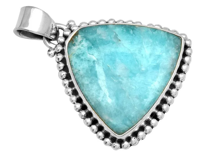 YoTreasure Necklaces Amazonite 1 34 Long 925 Solid Sterling Silver Pendant With 18 Chain