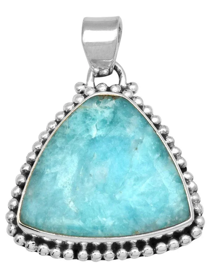 YoTreasure Necklaces Amazonite 1 34 Long 925 Solid Sterling Silver Pendant With 18 Chain