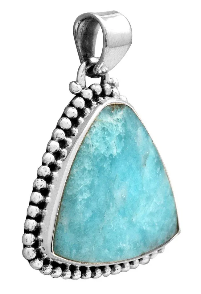 YoTreasure Necklaces Amazonite 1 34 Long 925 Solid Sterling Silver Pendant With 18 Chain