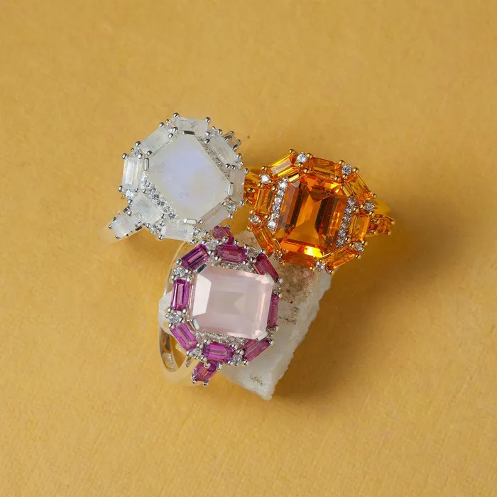 YoTreasure Rings Rose Quartz Rhodolite Garnet Solid 925 Sterling Silver Ring YoTreasure Rings Rose Quartz Rhodolite Garnet Solid 925 Sterling Silver Ring