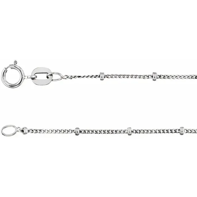 1 MM Solid Beaded Curb 16 18 20 24 Chain Necklace Solid 14K White Yellow Rose Gold or Sterling Silver Storyteller by Vintage Magnality Necklaces