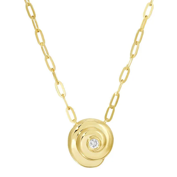 14K Gold Diamond Nautilus Shell Paper Clip Link Necklace Izakov Diamonds Fine Jewelry Necklaces