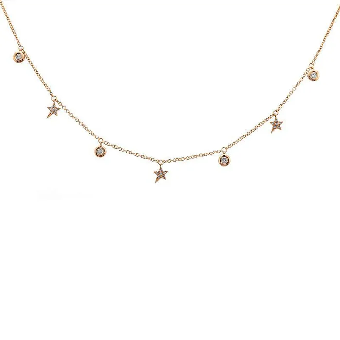14K Gold Micro Pave Star Round Bezel Diamond Dangling Necklace Izakov Diamonds Fine Jewelry Necklaces 14K Gold Micro Pave Star Round Bezel Diamond Dangling Necklace Izakov Diamonds Fine Jewelry Necklaces
