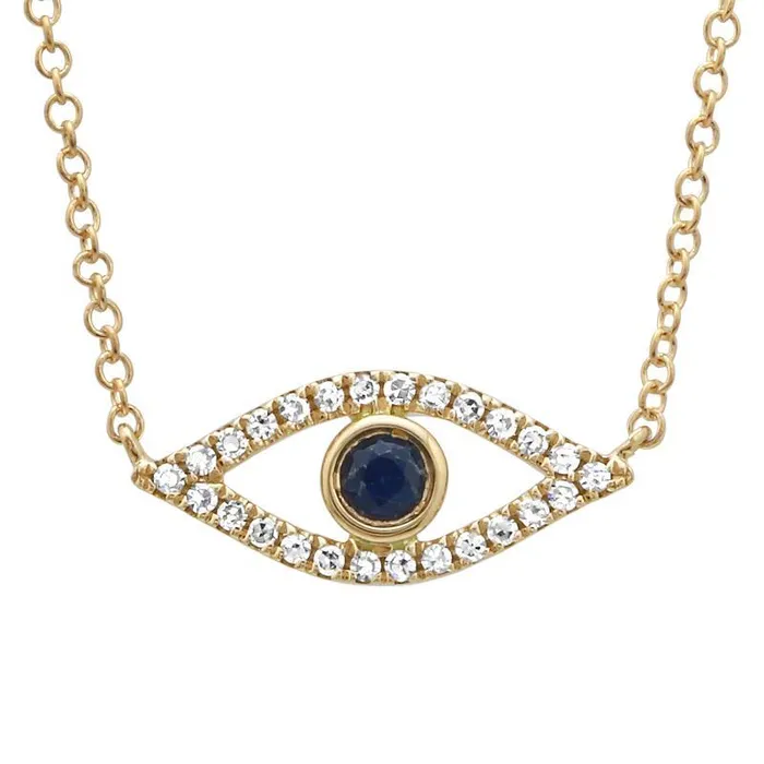 14K Gold Pave Diamond Evil Eye Necklace Izakov Diamonds Fine Jewelry Necklaces