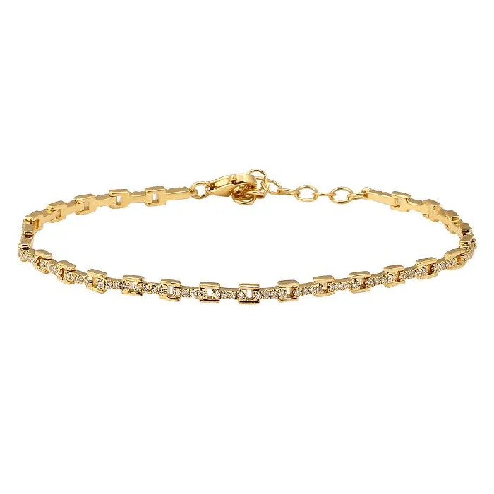 14K Gold Square Links Diamond Bracelet Izakov Diamonds Fine Jewelry Bracelets