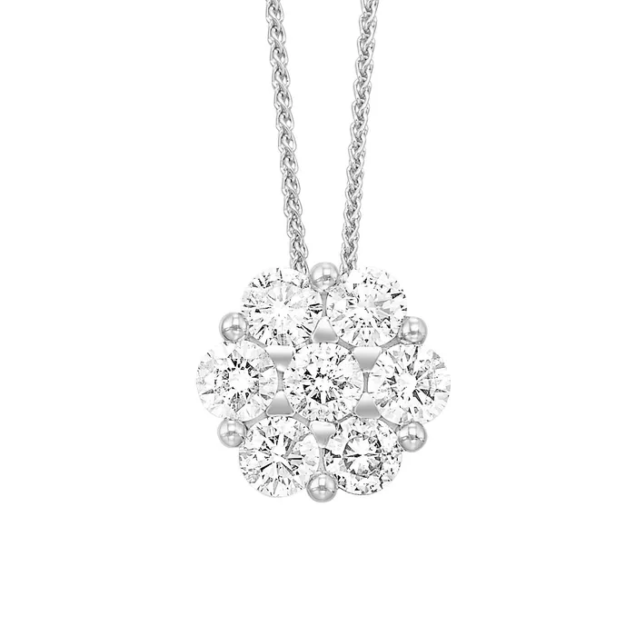 14K White Gold 10ctw Cluster Style Pendant GEMS ONE CORPRATION Necklaces