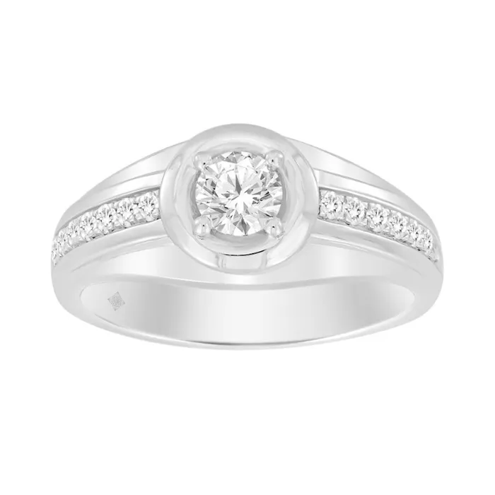 14K WHITE GOLD 34CT ROUND DIAMOND MENS RING Ethos Rings