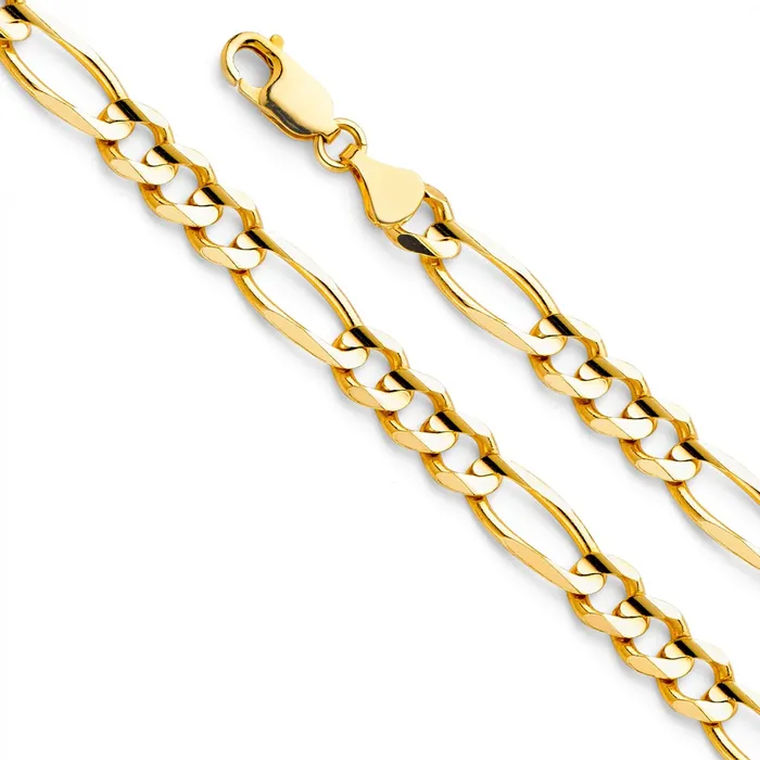 14K Yellow Gold 45mm 22 Figaro Chain AMERICAS GOLD PreStyled Sets