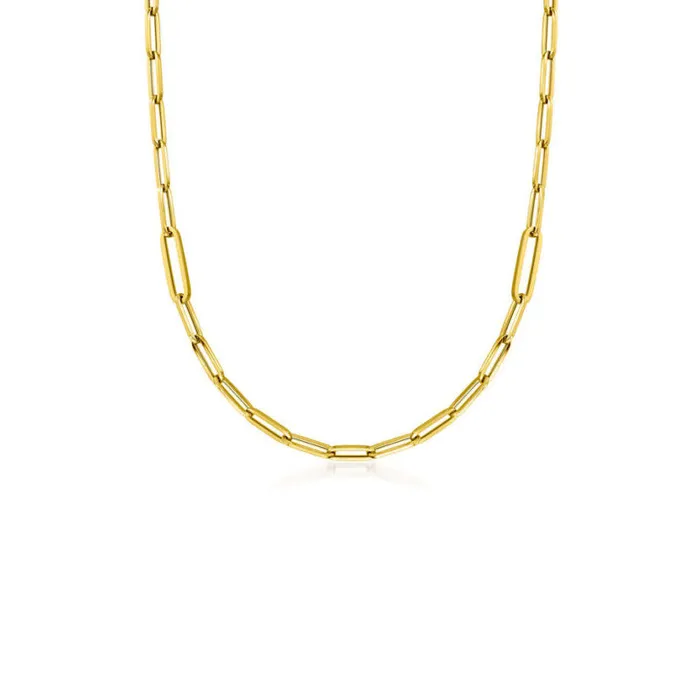 18K Yellow Gold Alternating Size Paperclip Link Chain ROBERTO COIN PreStyled Sets 18K Yellow Gold Alternating Size Paperclip Link Chain ROBERTO COIN PreStyled Sets