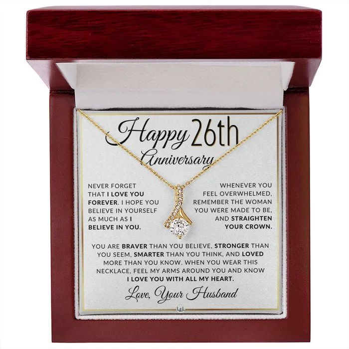 26th Anniversary Gift For Wife Anniversary Gift Idea For Wife Drop Pendant Necklace Heartfelt Anniversary Message For Her ShineOn Fulfillment Necklaces