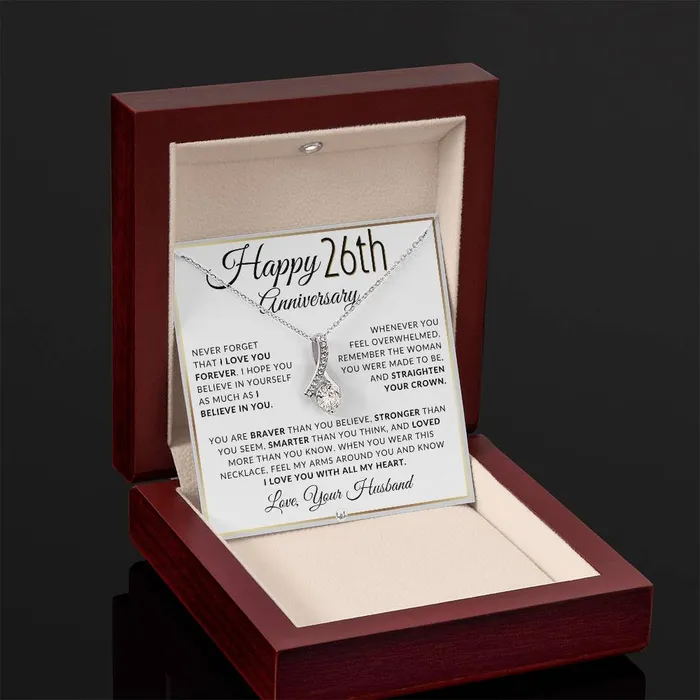 26th Anniversary Gift For Wife Anniversary Gift Idea For Wife Drop Pendant Necklace Heartfelt Anniversary Message For Her ShineOn Fulfillment Necklaces