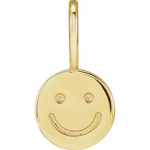302 Fine Jewelry Necklaces Smiley Face Charm Pendant Solid 14K Yellow White Rose Gold or Sterling Silver