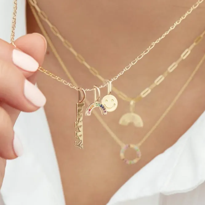302 Fine Jewelry Necklaces Smiley Face Charm Pendant Solid 14K Yellow White Rose Gold or Sterling Silver