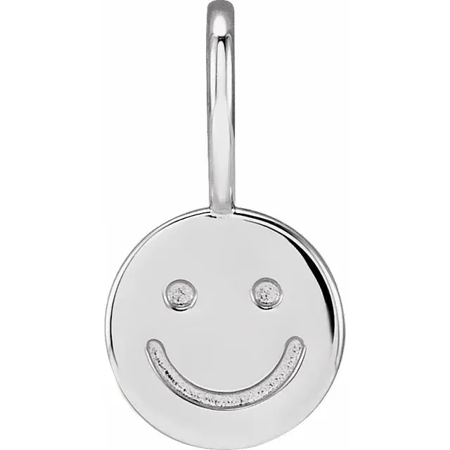 302 Fine Jewelry Necklaces Smiley Face Charm Pendant Solid 14K Yellow White Rose Gold or Sterling Silver