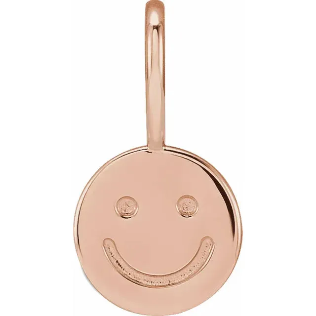 302 Fine Jewelry Necklaces Smiley Face Charm Pendant Solid 14K Yellow White Rose Gold or Sterling Silver