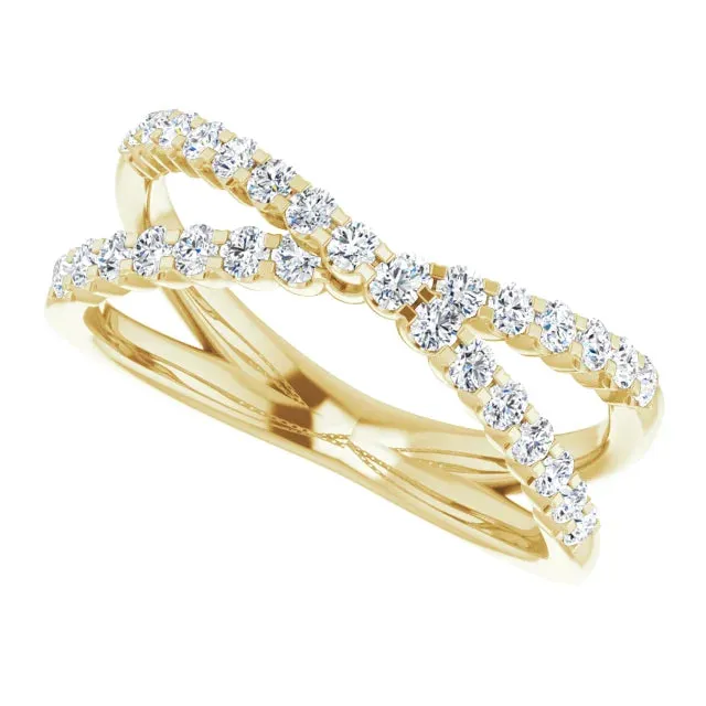 302 Fine Jewelry Rings Criss Cross 12 CTW Natural or LabGrown Diamond Ring Solid 14K Yellow White Rose Gold