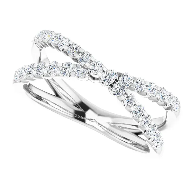 302 Fine Jewelry Rings Criss Cross 12 CTW Natural or LabGrown Diamond Ring Solid 14K Yellow White Rose Gold