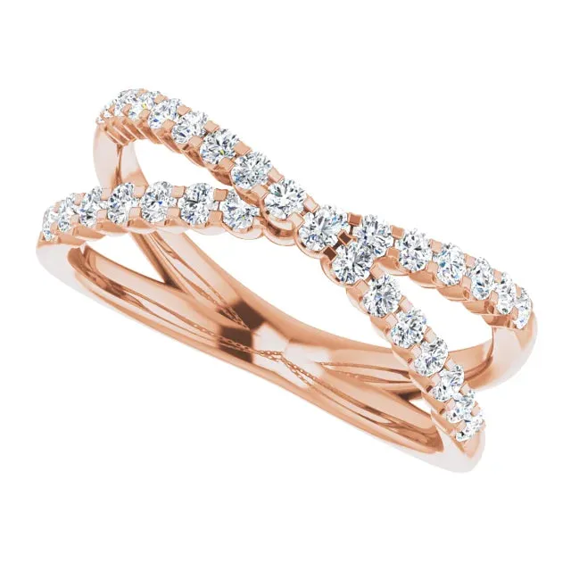 302 Fine Jewelry Rings Criss Cross 12 CTW Natural or LabGrown Diamond Ring Solid 14K Yellow White Rose Gold