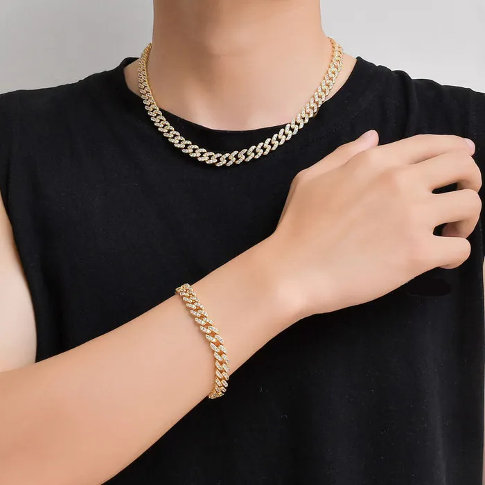9mm Iced Out Miami Cuban Chain Silver Glitters Necklaces