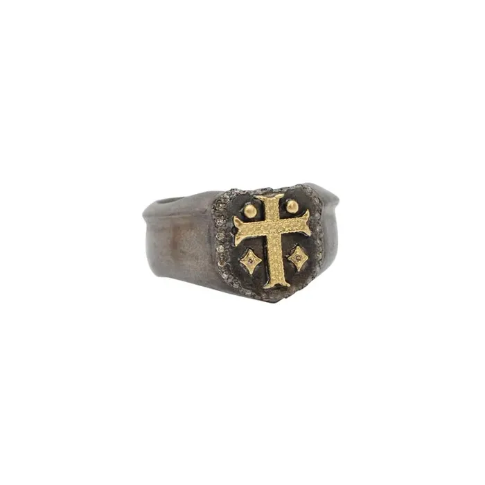 ARMENTA Rings Romero Mens Pointed Cross Signet Ring