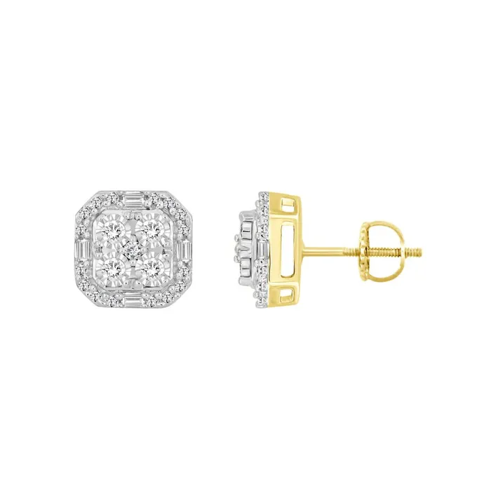 AV Earrings LADIES EARRINGS 025CT ROUNDBAGUETTE DIAMOND 10K YELLOW GOLD