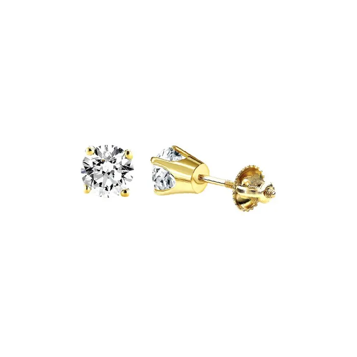 AV Earrings LADIES SOLITAIRE EARRINGS 150CT ROUND DIAMOND 14k YELLOW GOLD
