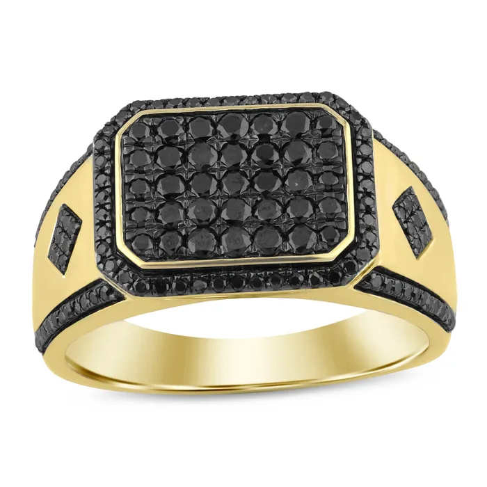 AV MENS RING 100CT ROUNDDARK BROWN DIAMOND 10K YELLOW GOLD Rings