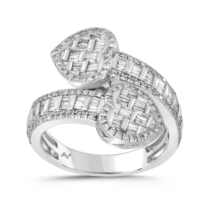 AV Rings LADIES RING 075CT BAGUETTEROUND DIAMOND 14K WHITE GOLD