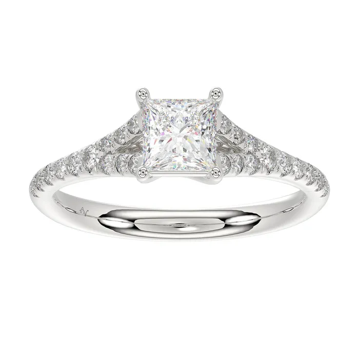 AV Rings LADIES RING 100CT PRINCESS ROUND DIAMOND 14K WHITE GOLD