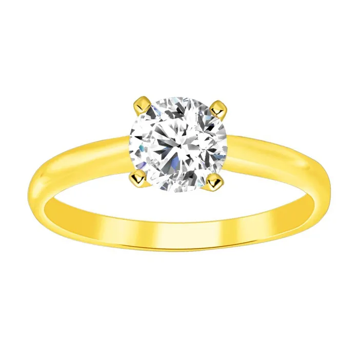 AV Rings LADIES SOLITAIRE RING 075CT ROUND DIAMOND 14K YELLOW GOLD
