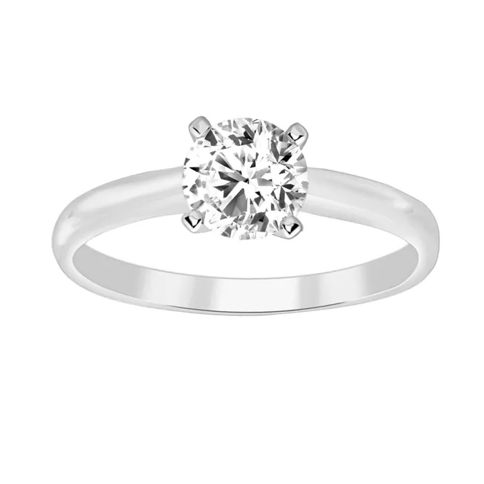 AV Rings LADIES SOLITAIRE RING 100CT ROUND DIAMOND 14K WHITE GOLD