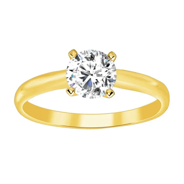 AV Rings LADIES SOLITAIRE RING 100CT ROUND DIAMOND 14K YELLOW GOLD