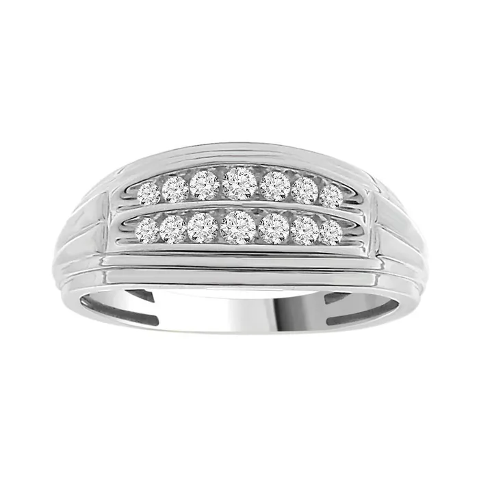 AV Rings MENS RING 025CT ROUND DIAMOND 10K WHITE GOLD