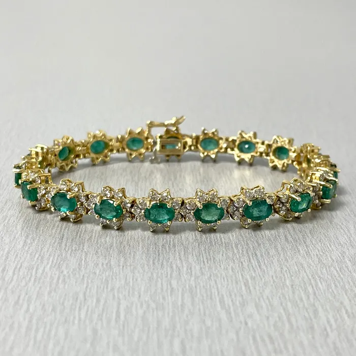 Beauvince Florence Bracelet 1166 ct Diamonds Emeralds in Yellow Gold Beauvince Bracelets