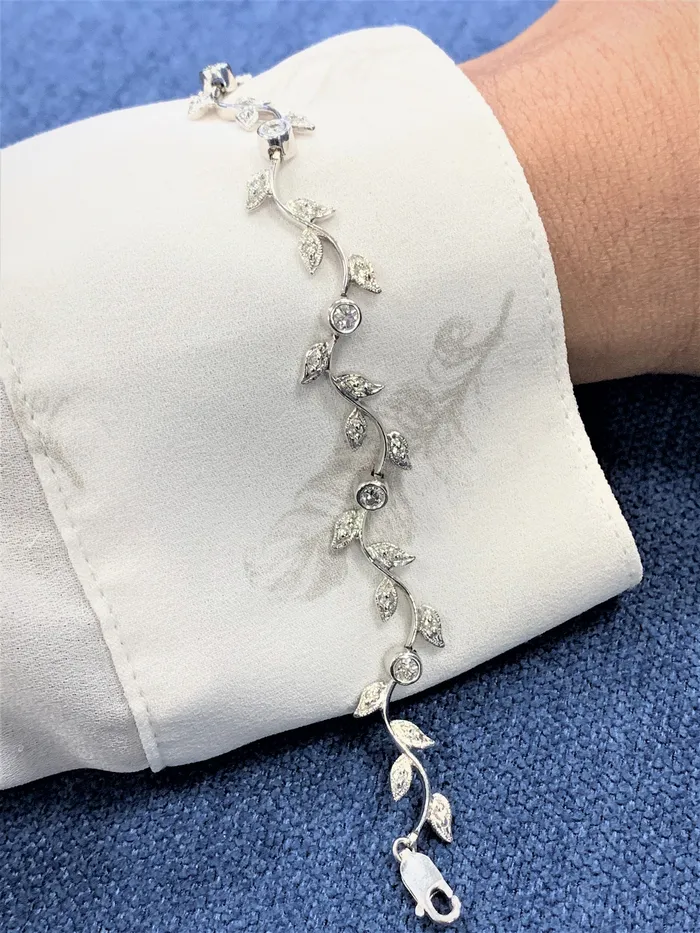 Beauvince Grape Vine Diamond Bracelet 109 ct Diamonds in White Gold Bracelets