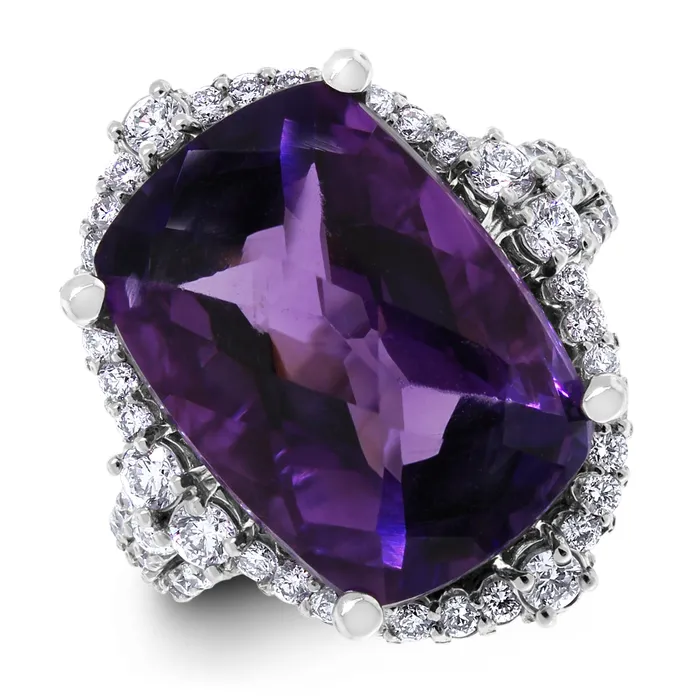 Beauvince Rings Purple Crush Amethyst Ring 1047 ct Amethyst Diamonds in White Gold